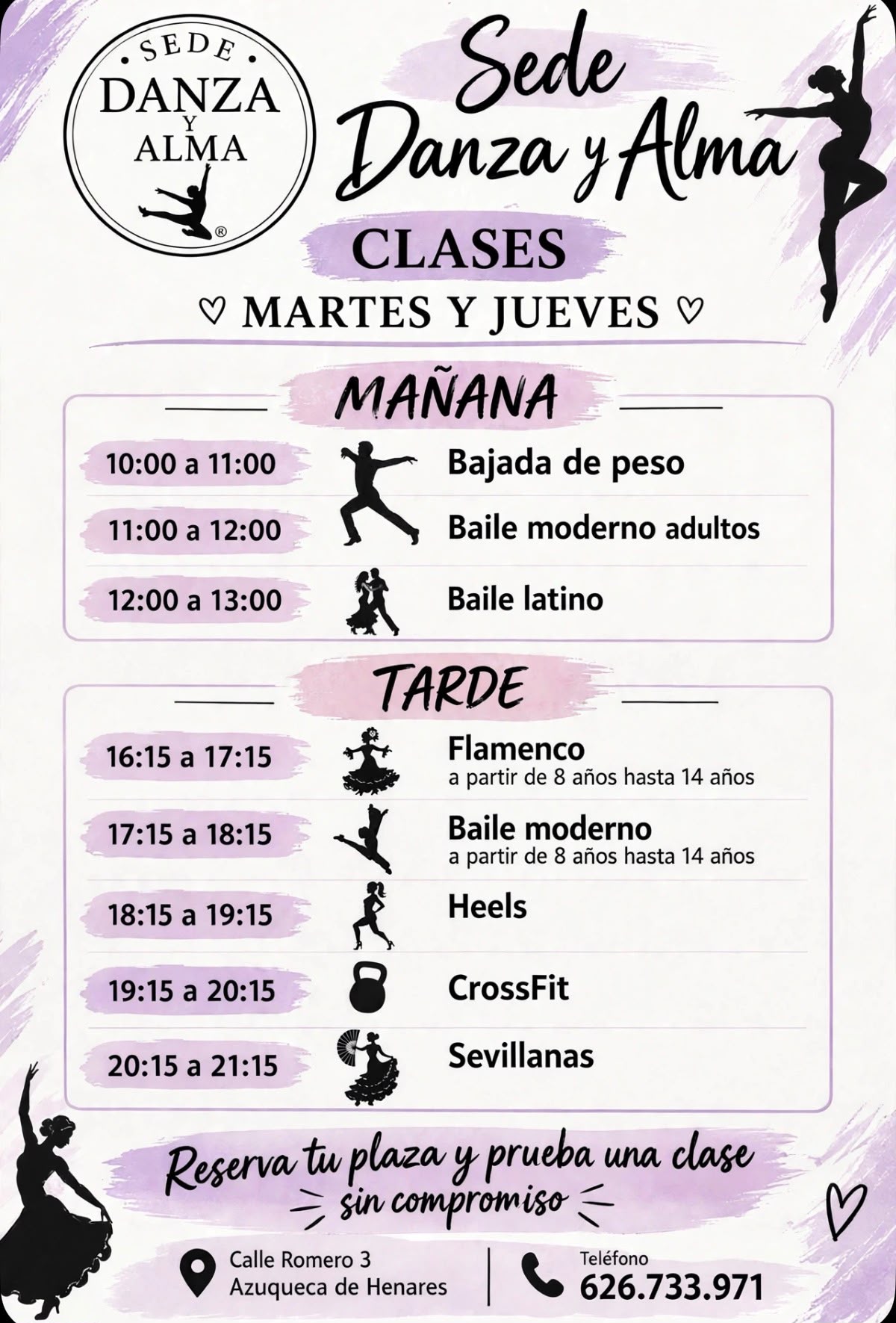 Cartel Horarios Martes y Jueves